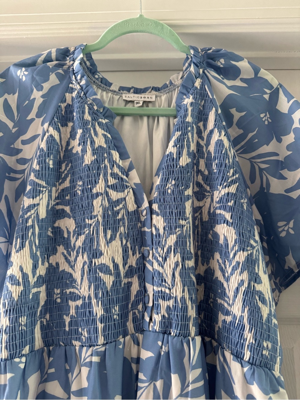 Baltic Born Blue and White Floral Smocked Midi Dress - Picture 3 of 3